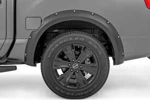 Nissan Titan Fender Flares - Rough Country - Pocket, Simulated Riveted Look - Magnetic Black - '17-'23